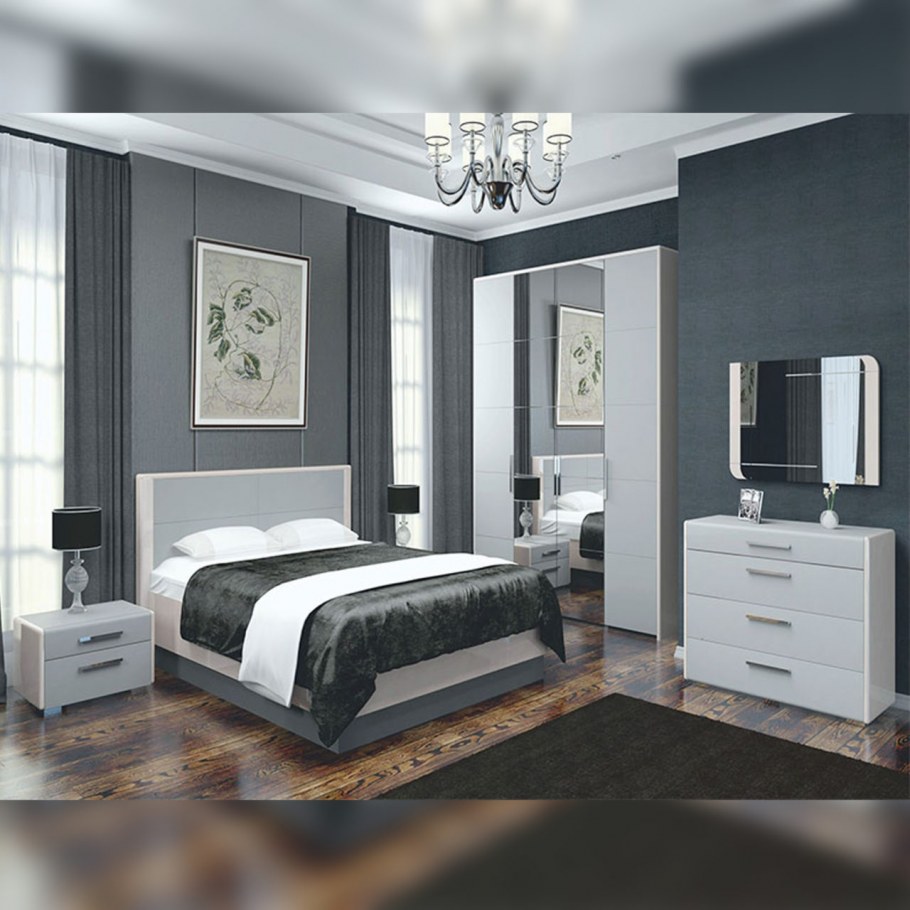 Спальный гарнитур "Вива" платина