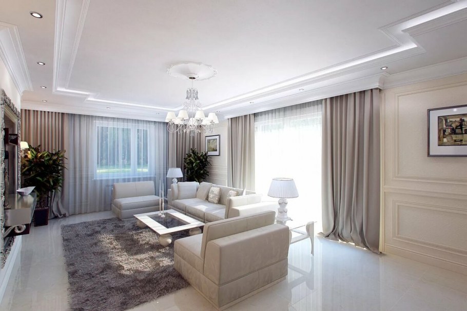 Гостиная в белом стиле