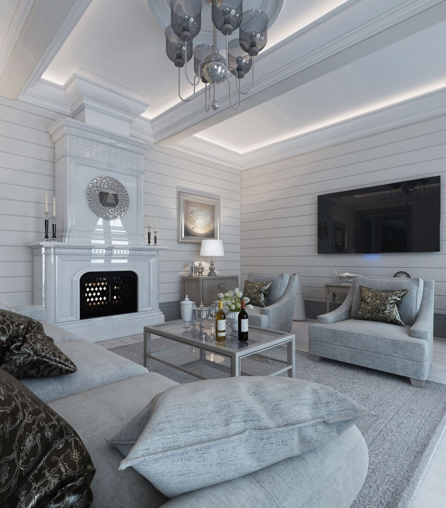 Гостиная в светлых тонах