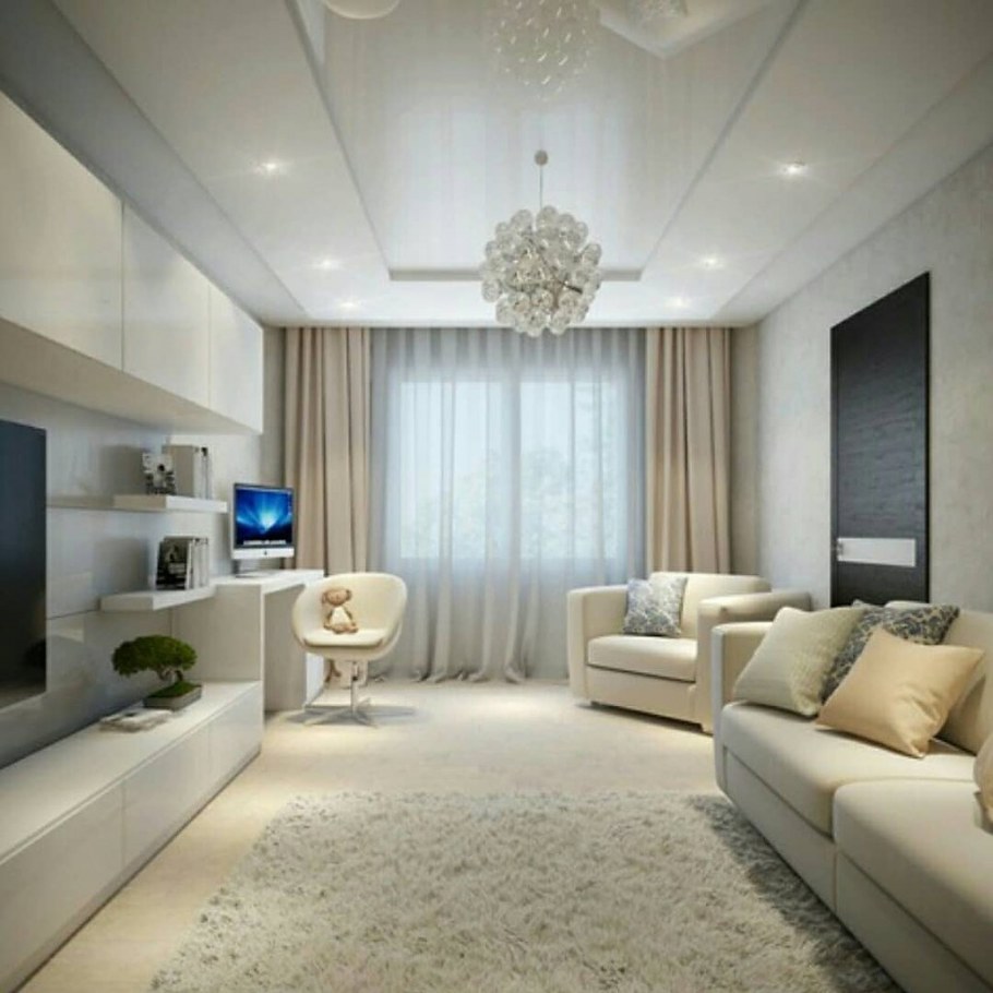 Гостиная с декоративным камнем