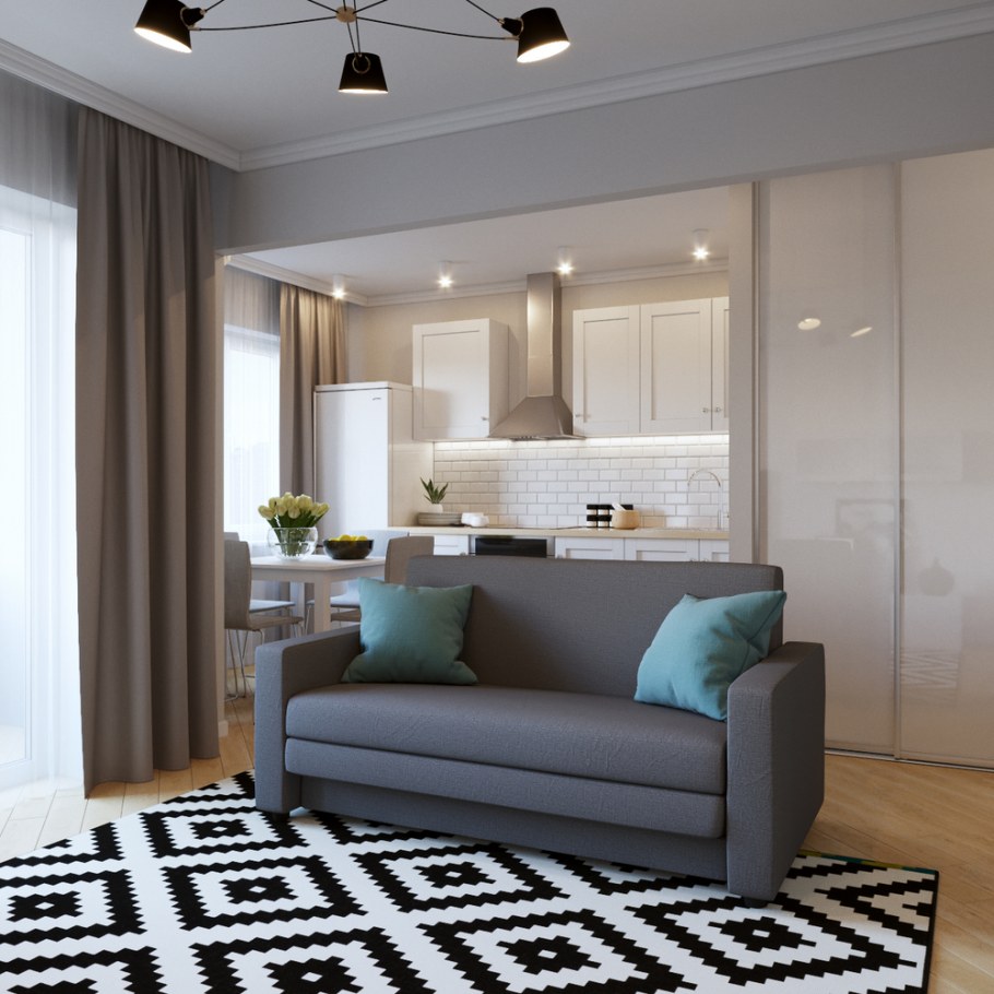 Интерьер однушки студии