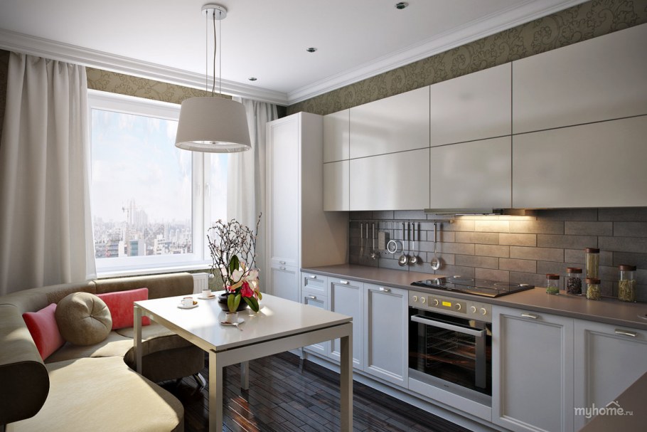 Кухня в трехкомнатной квартире