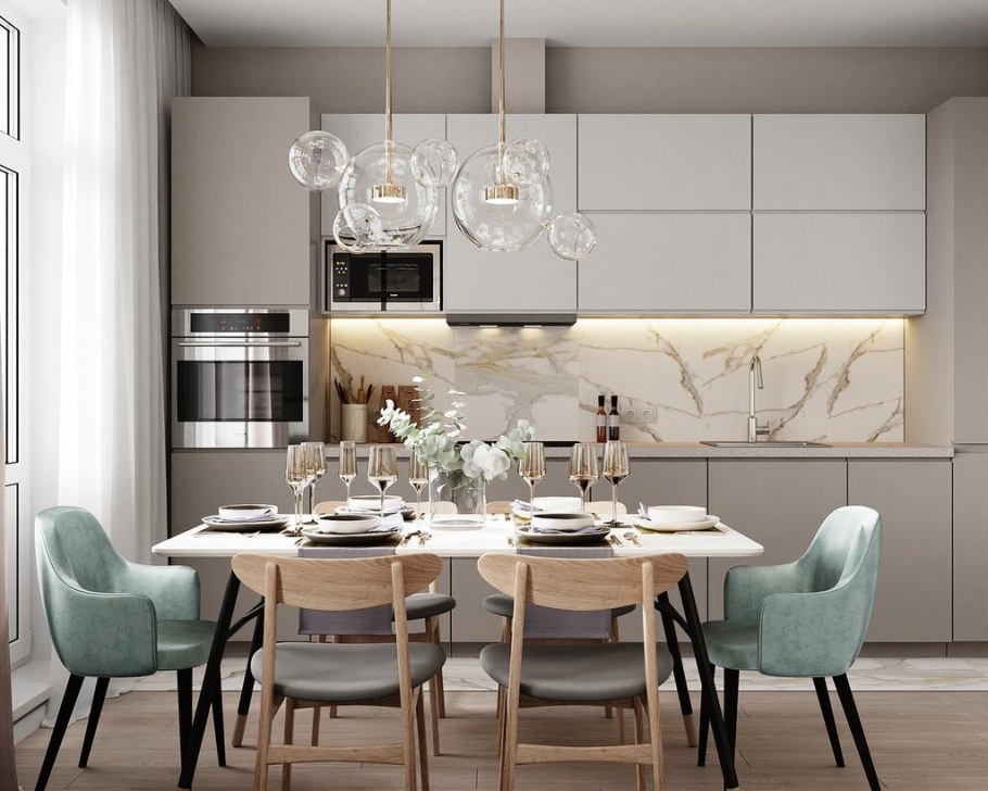 Кухня икеа серо зеленая