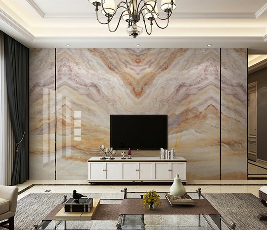 Спальня с мраморной стеной