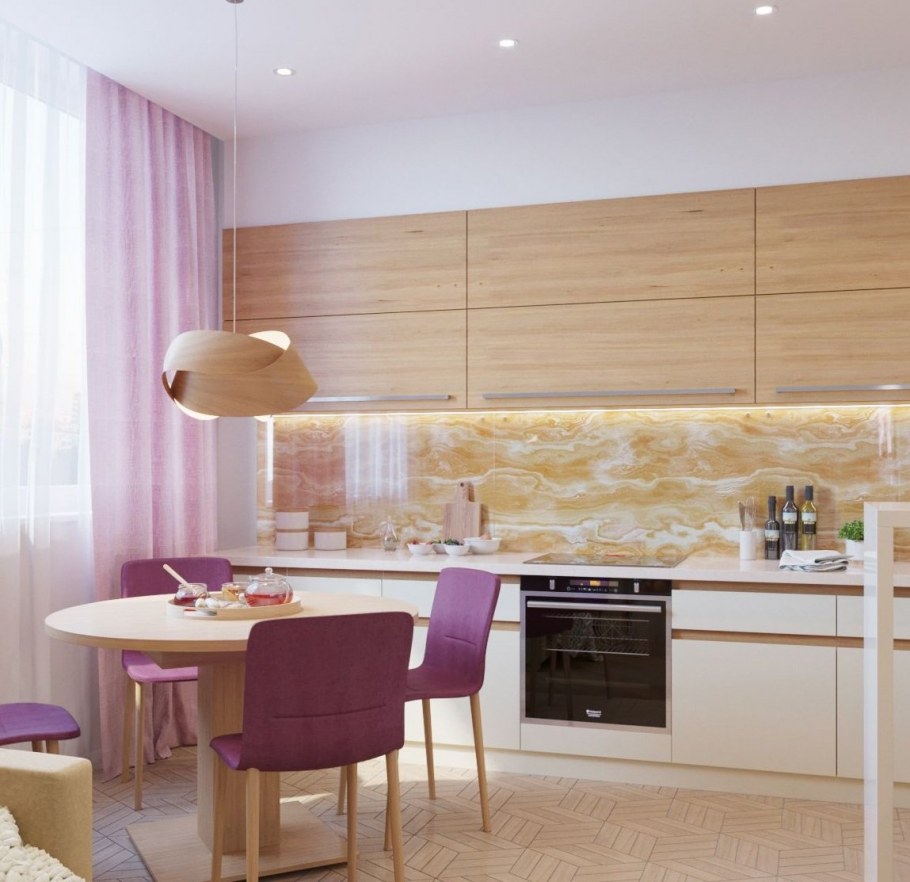 Интерьер кухни в теплых тонах