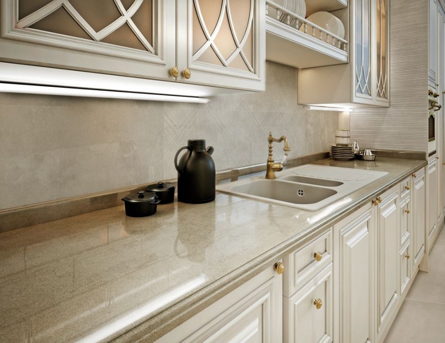 Фартук из керамогранита на кухне