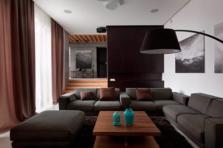 Гостиная в темном стиле