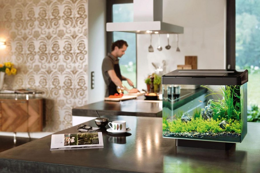 Аквариум встроенный в кухню