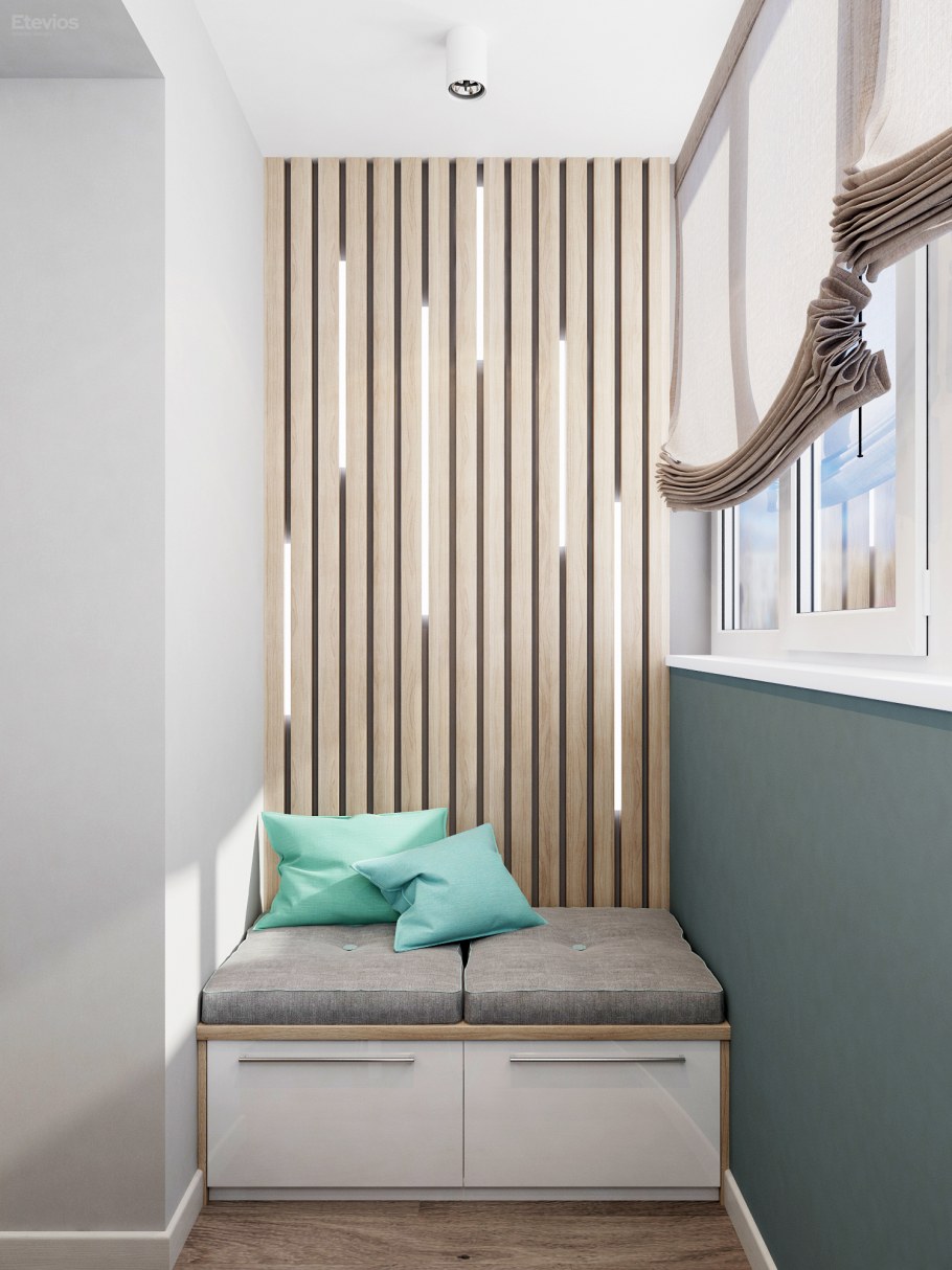 Рейки на потолке на балконе