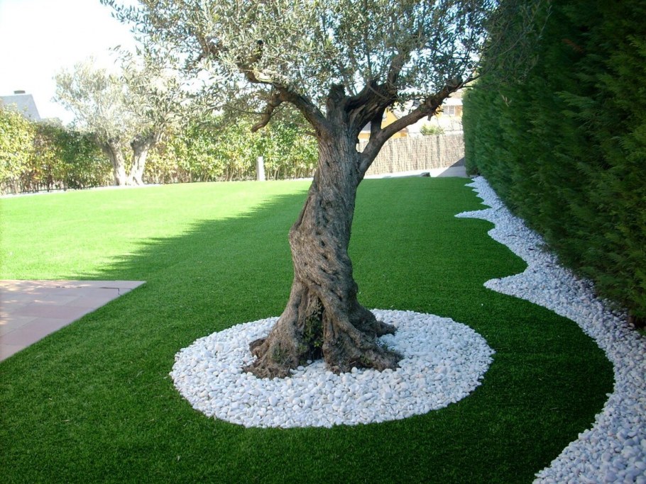 Приствольный круг камнями