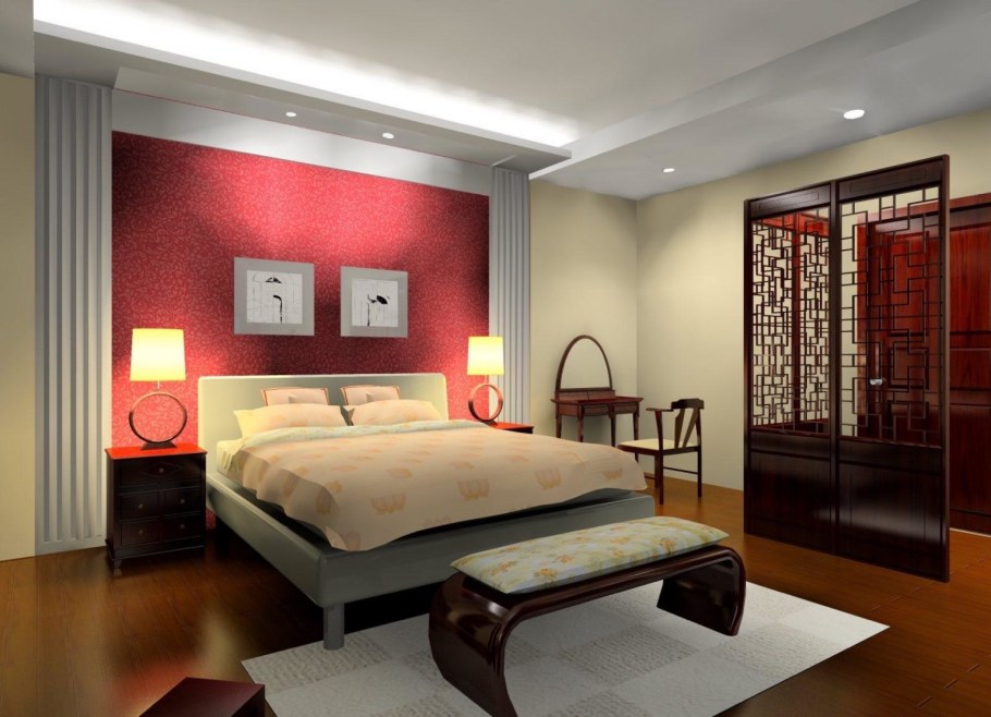 Спальня в красно коричневых тонах