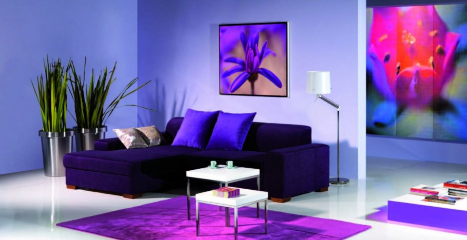 Современный интерьер с фиолетовый