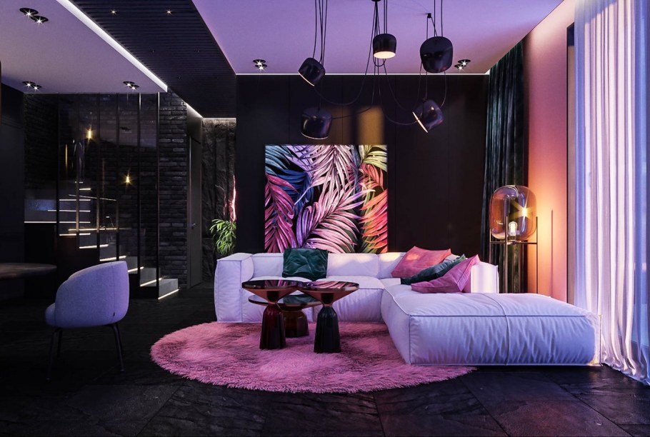 Сочетание фиолетового в интерьере