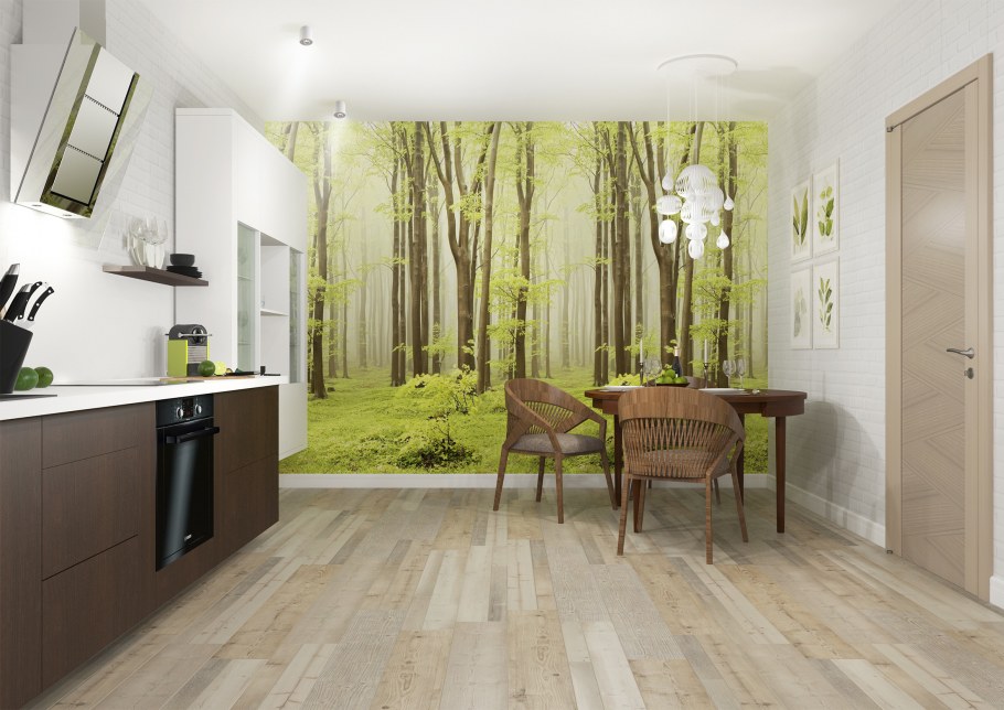 Фрески Аффреско и обои с цветами в интерьере