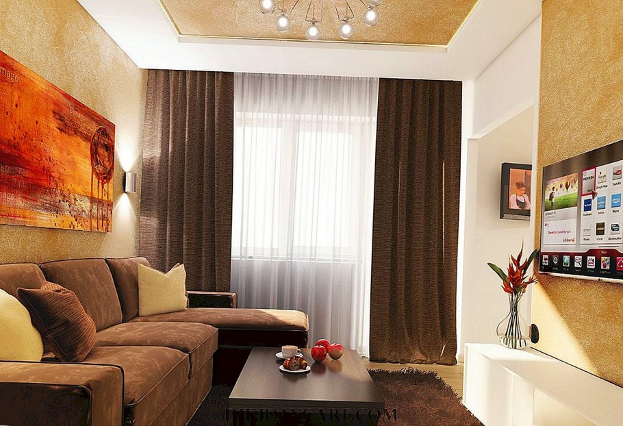 Коричневый диван в интерьере