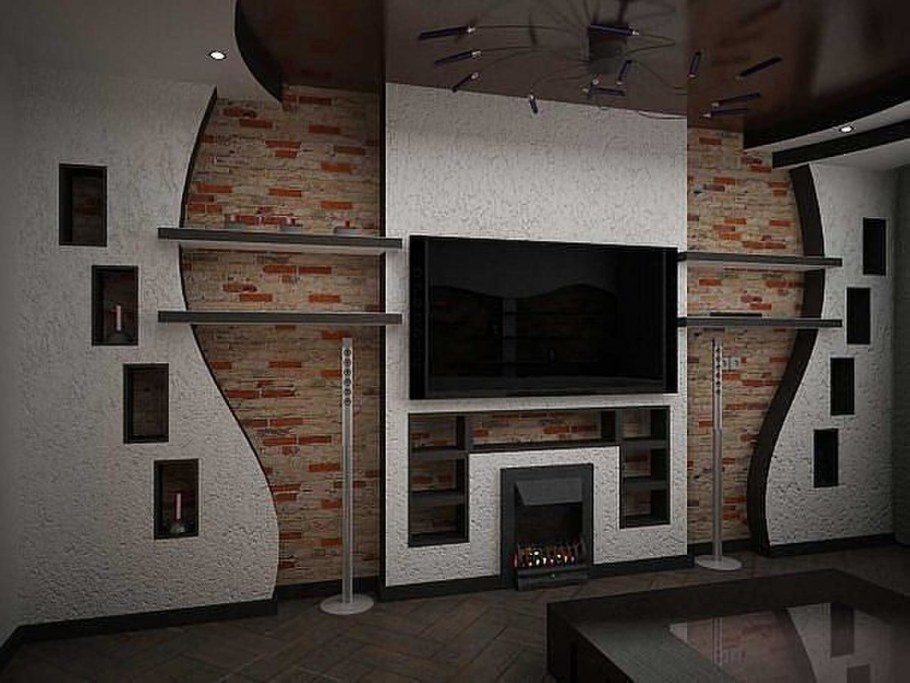 Гипсокартон стена на телевизор