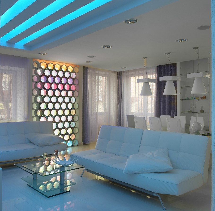 Точечное освещение в гостиной