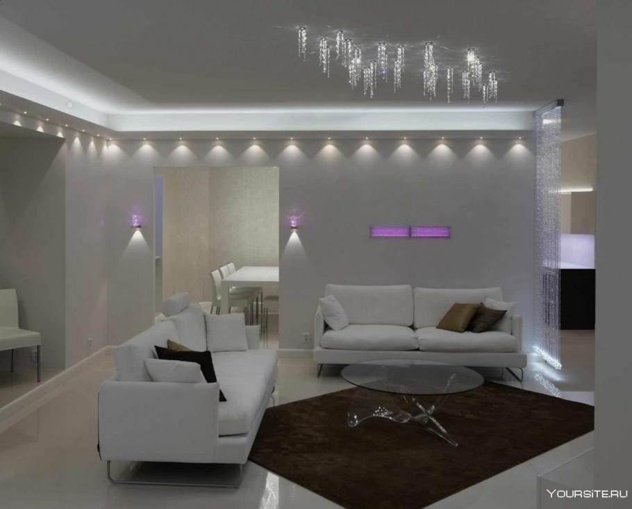 Освещение в кухне-гостиной