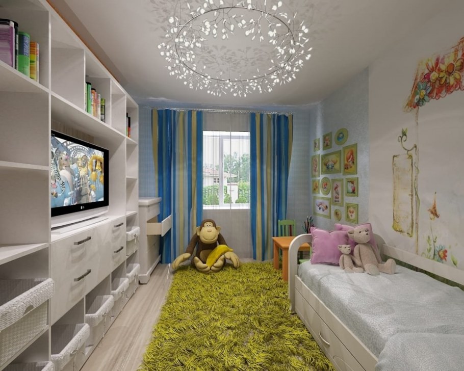 Узкая детская комната