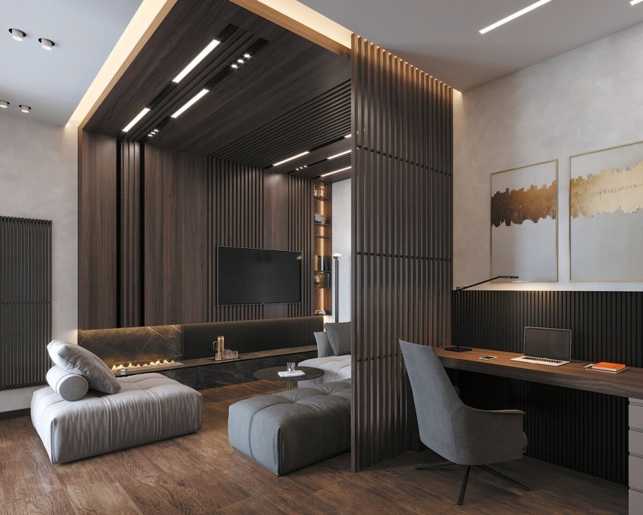 Деревянные планки в интерьере