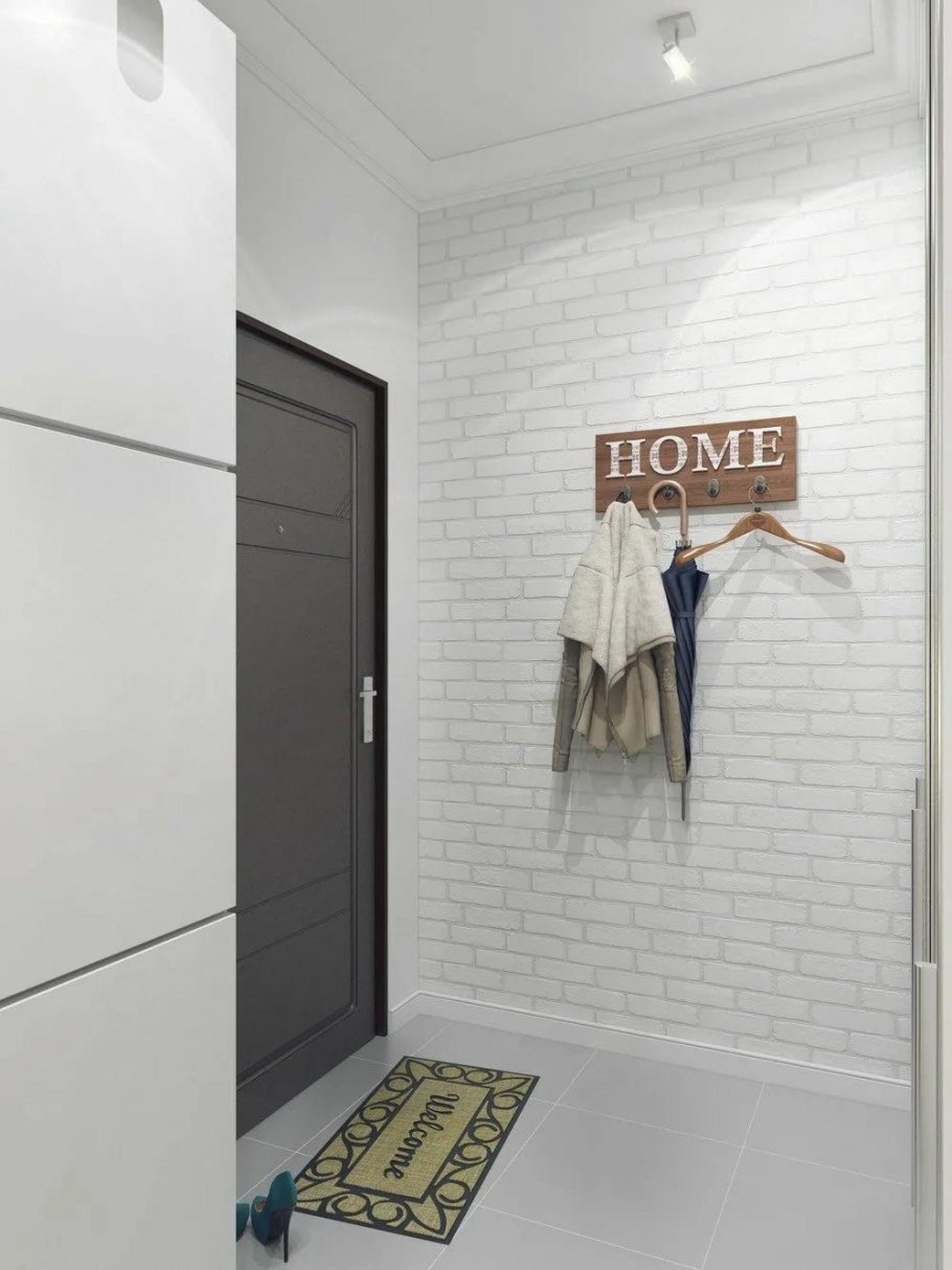 Кирпич в интерьере коридора