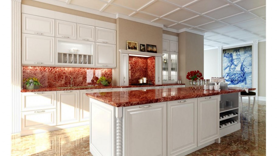 Мраморный кухонный гарнитур