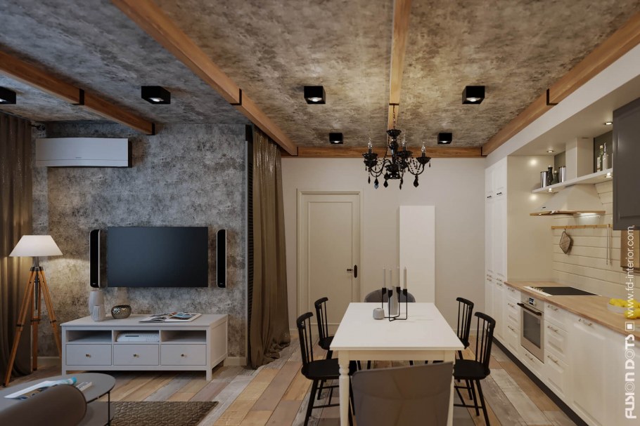 Кухня-гостиная Сканди лофт