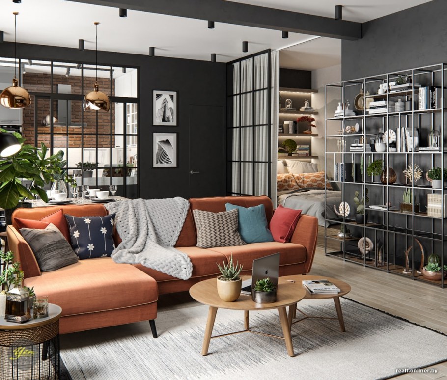 Серый и желтый в интерьере