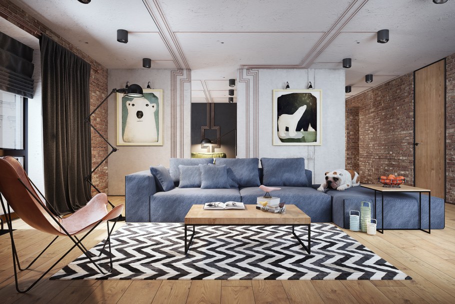 Гостиная Сканди лофт