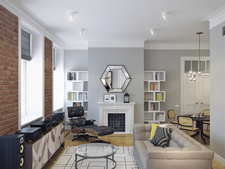 Интерьер в стиле Сканди лофт