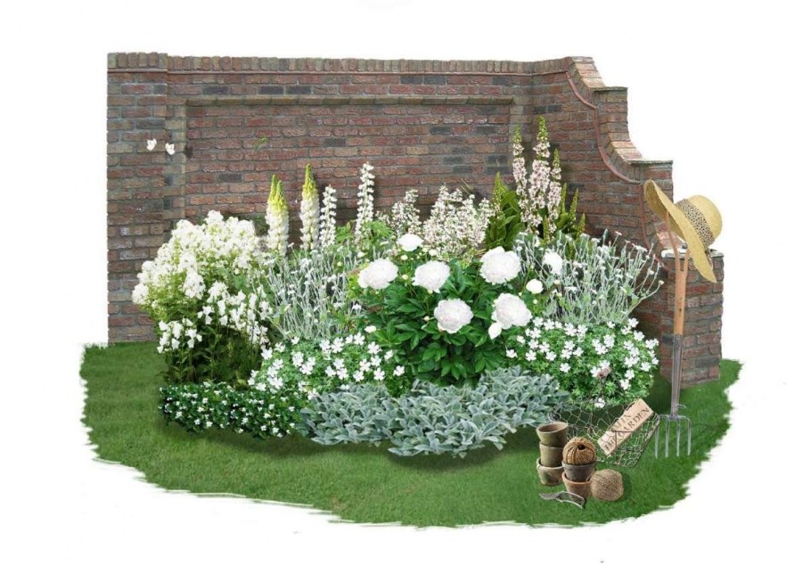 Миксбордер с гортензиями и спиреями