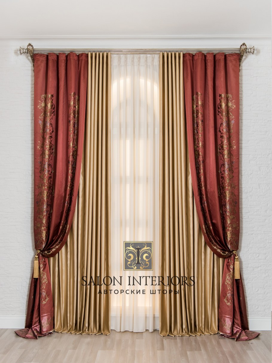 Шторы терракот бархат 290