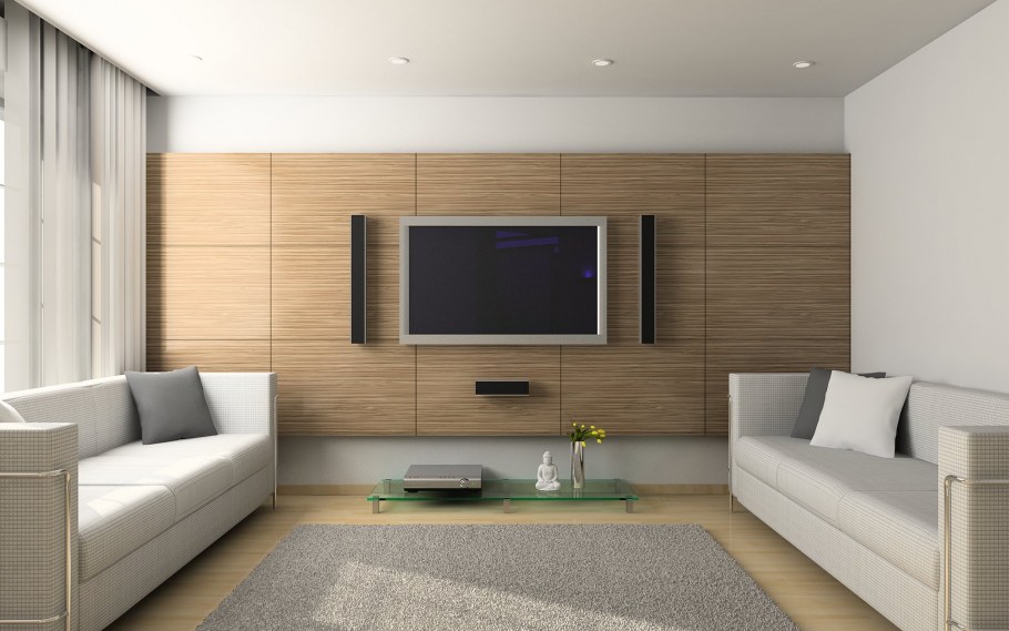 Деревянная панель под телевизор