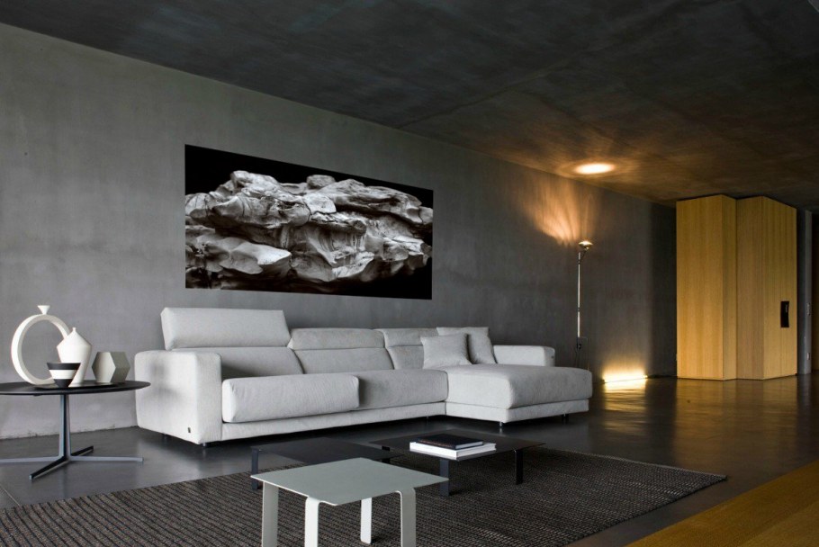 Бетонные стены в интерьере