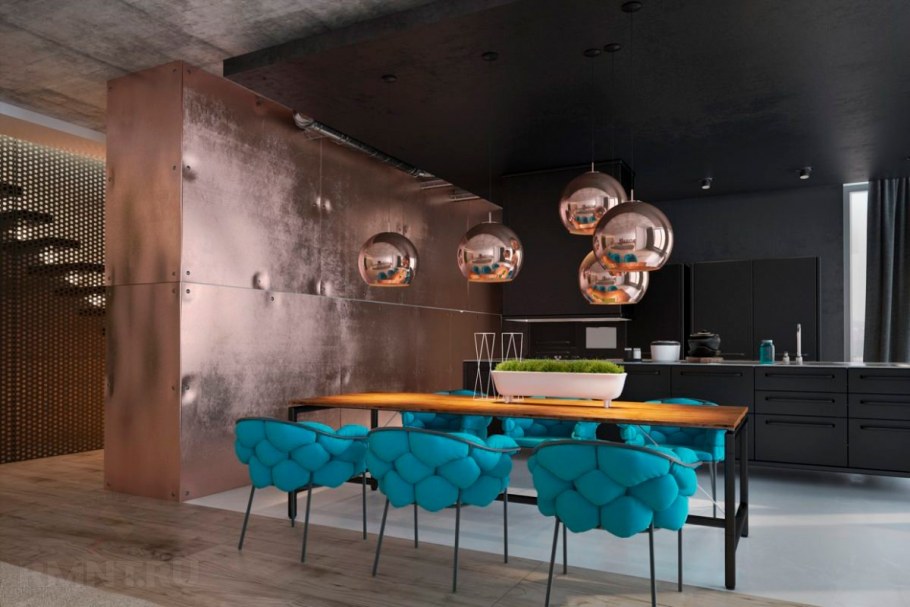 Бетонная стена в спальне