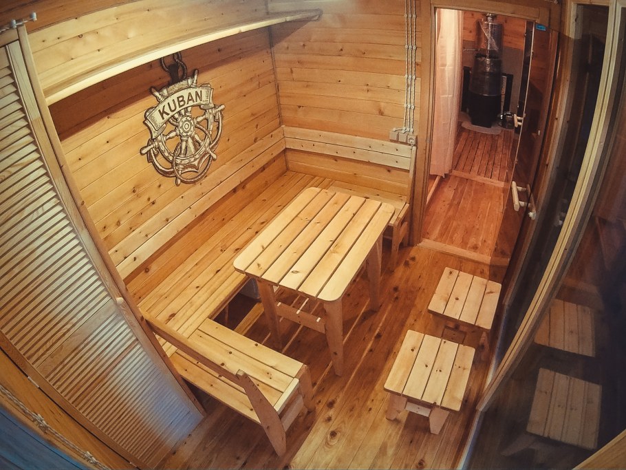 Баня бочка Квадро изнутри