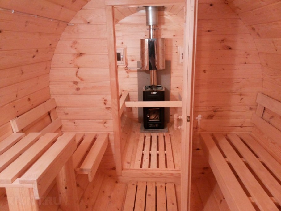 Баня бочка со стеклом