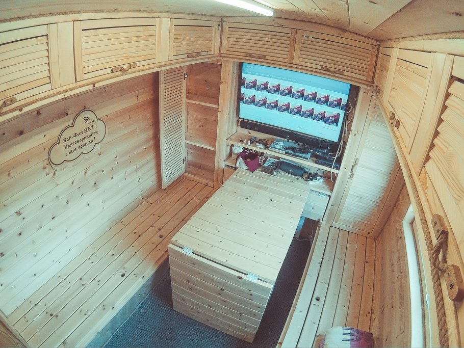 Баня-бочка под ключ внутри