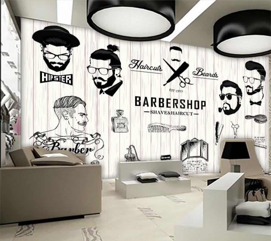 Парикмахерская в черно белом стиле