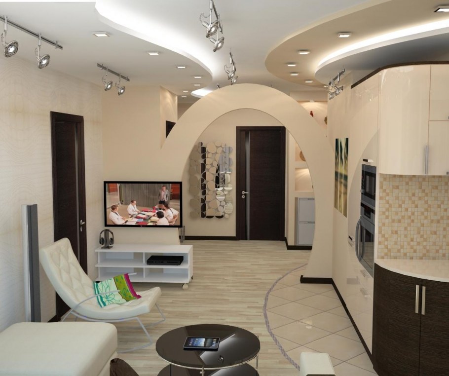 Арка в зале из гипсокартона