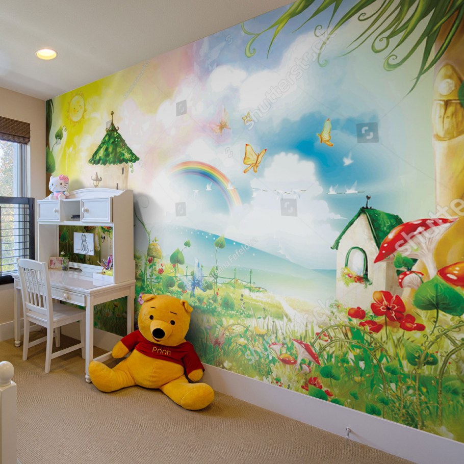 Фрески Аффреско и обои с цветами в интерьере