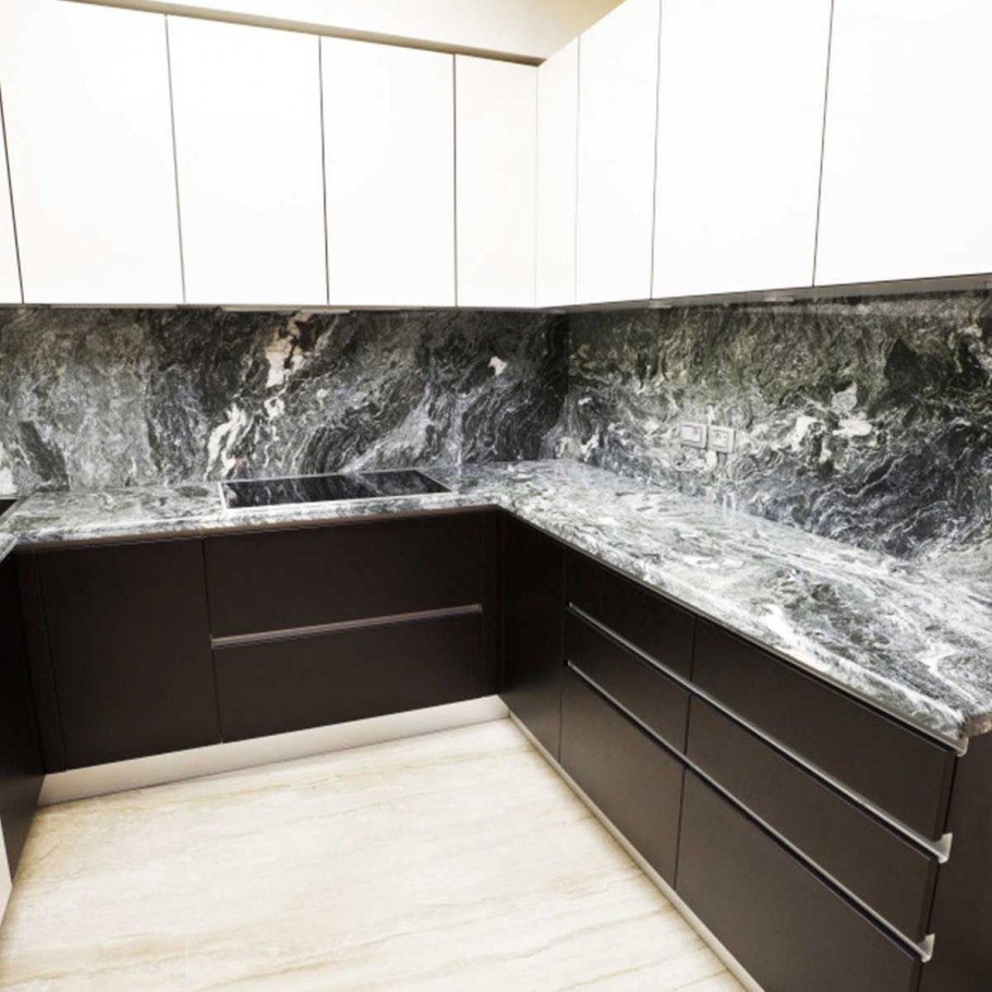 Фартук для кухни черный мрамор