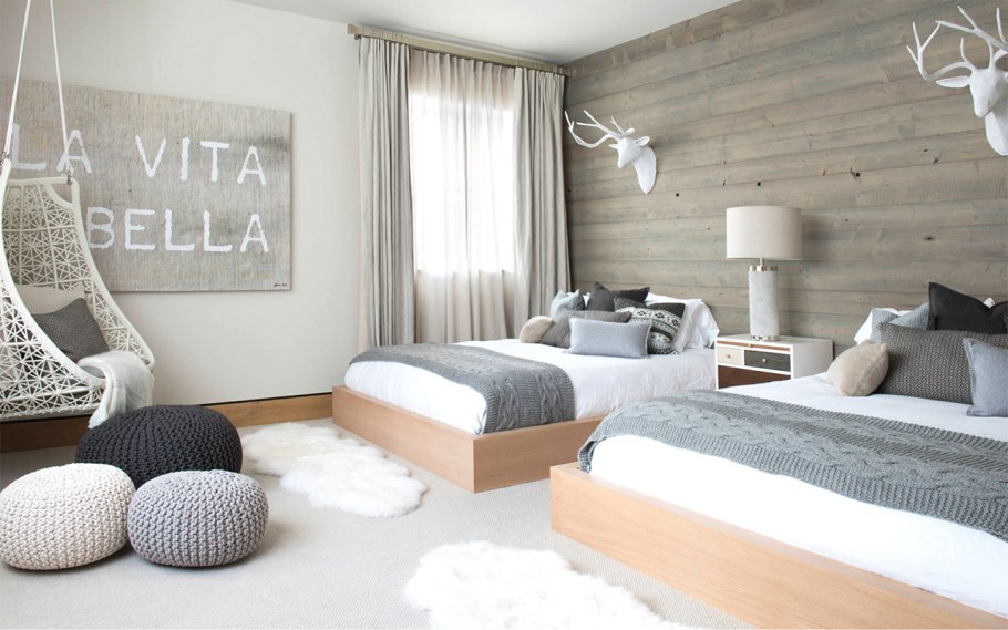 Спальня в скандинавском стиле в светлых тонах