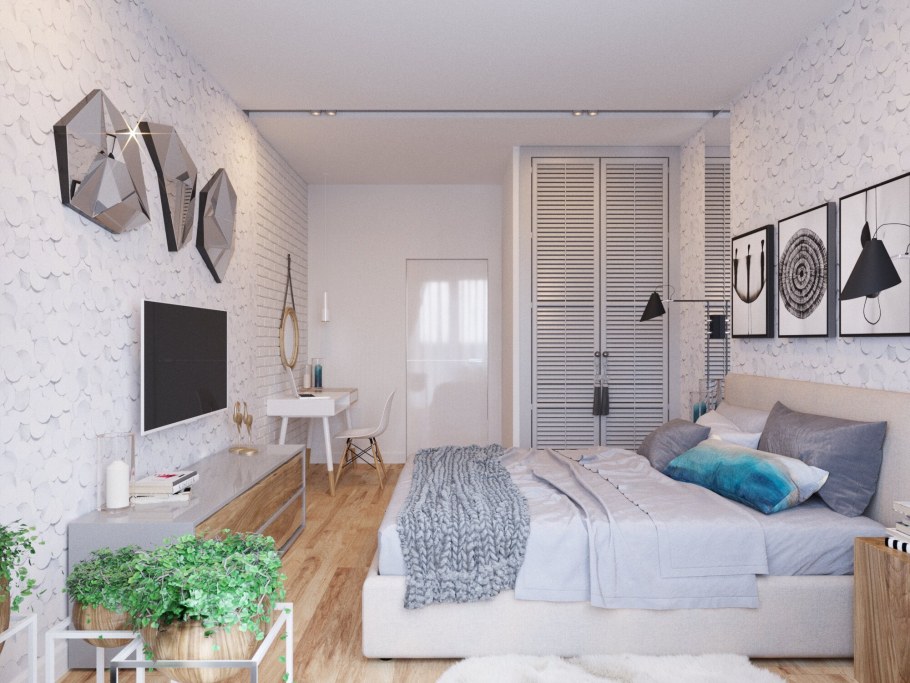 Небольшая спальня в скандинавском стиле