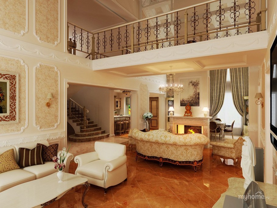 Классический интерьер в коттедже