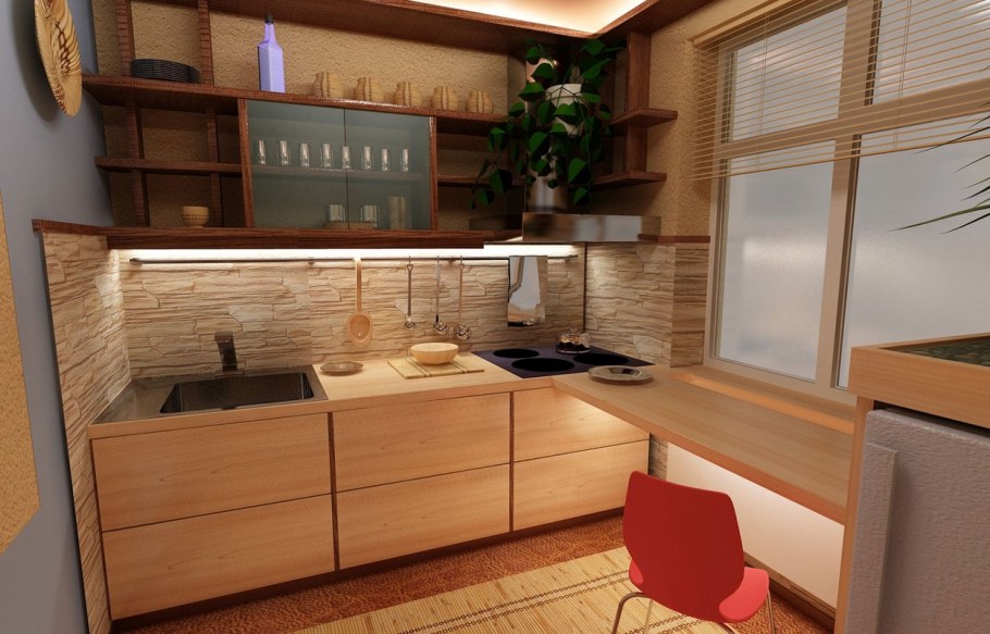 Интерьер небольшой кухни