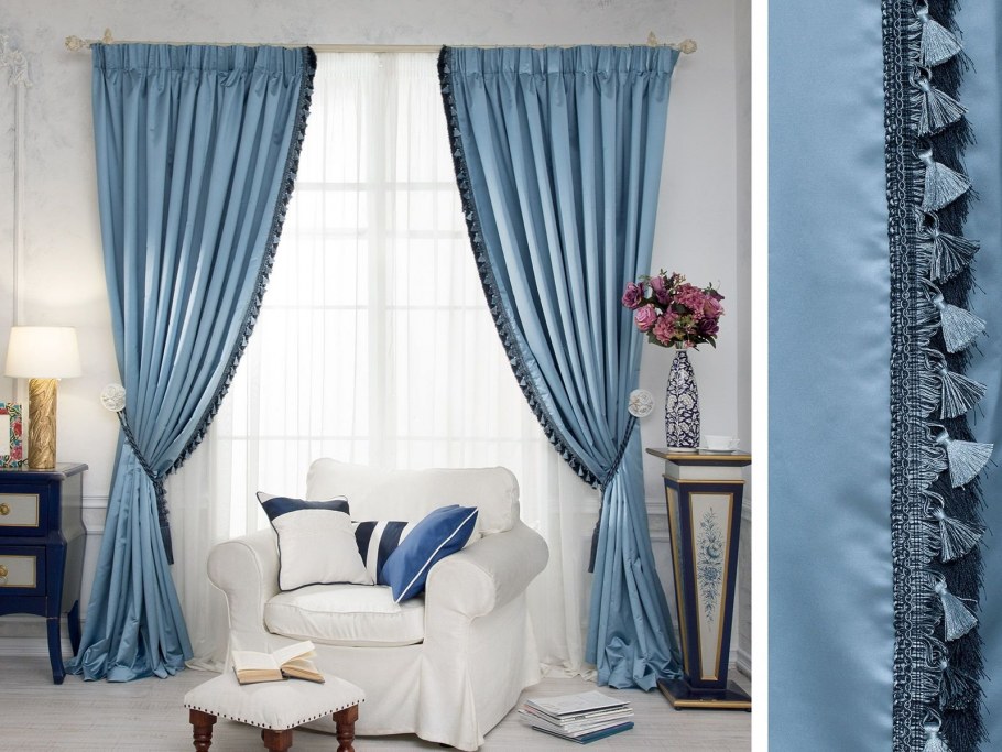 Синий текстиль в интерьере