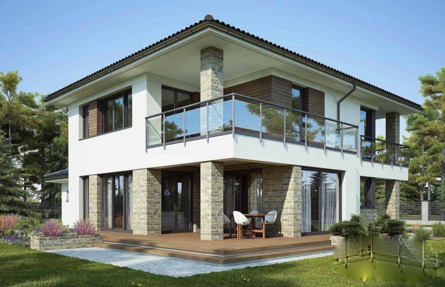 Двухэтажная терраса с лестницей