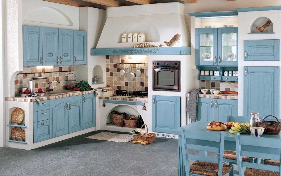 Кухня Прованс голубой Сурская мебель