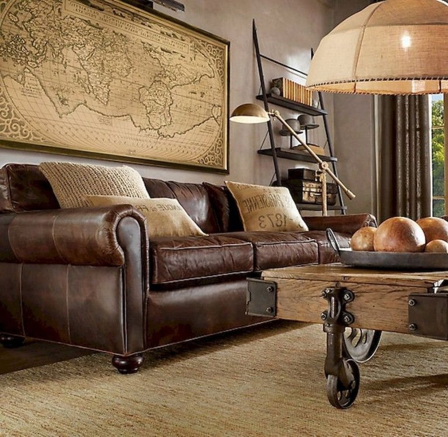 Шоколадный диван в интерьере